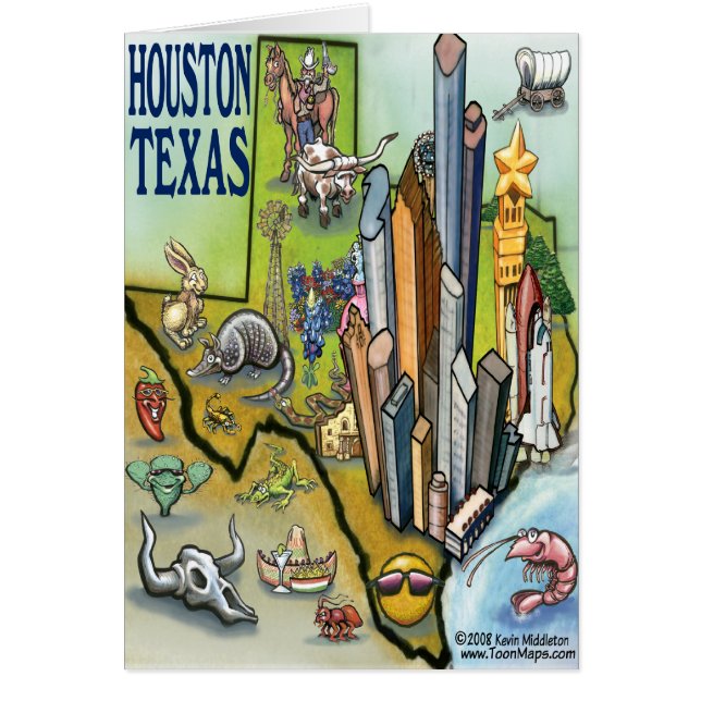 Houston TEXAS Map Card (Front)