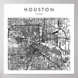 Houston Texas Minimal Modern Street Map Poster