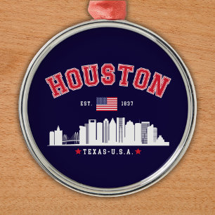 Houston Texas Modern Skyline Design Metal Ornament