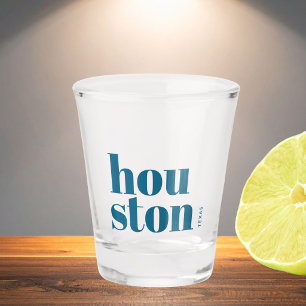 Houston Texas modern typography Shot Glass