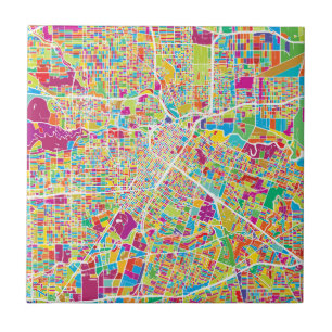Houston, Texas   Neon Map Ceramic Tile