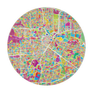 Houston, Texas Neon Map Cutting Board