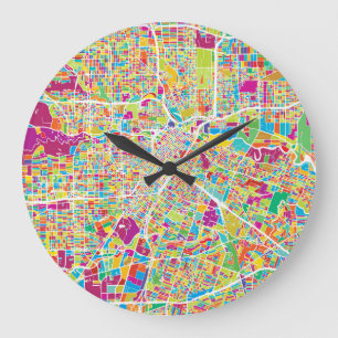 Houston, Texas Neon Map Large Clock