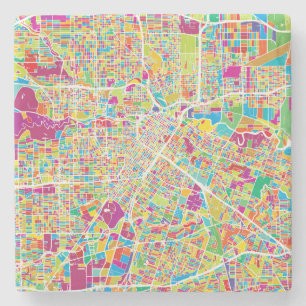 Houston, Texas Neon Map Stone Coaster