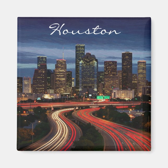 Houston Texas Night Postcard Magnet (Front)