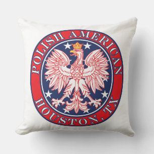 Houston Texas Polish American Eagle Cushion