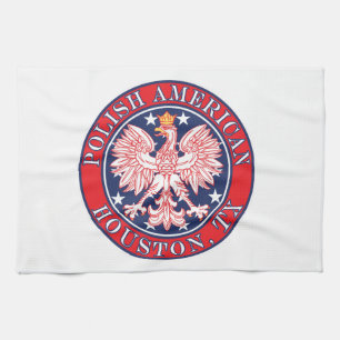 Houston Texas Polish American Eagle Tea Towel