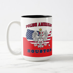 Houston Texas Polish American Two-Tone Coffee Mug