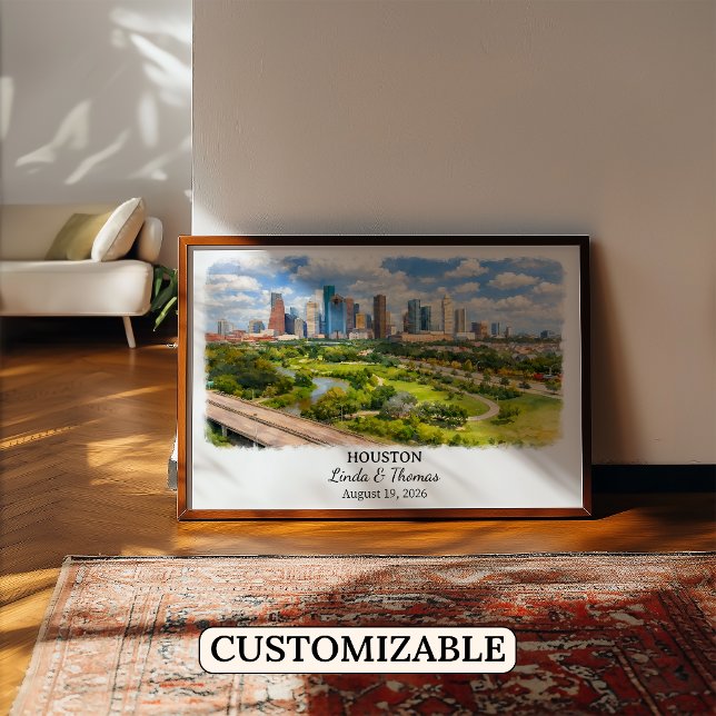 Houston Texas Poster, Watercolor, Custom Poster (Creator Uploaded)