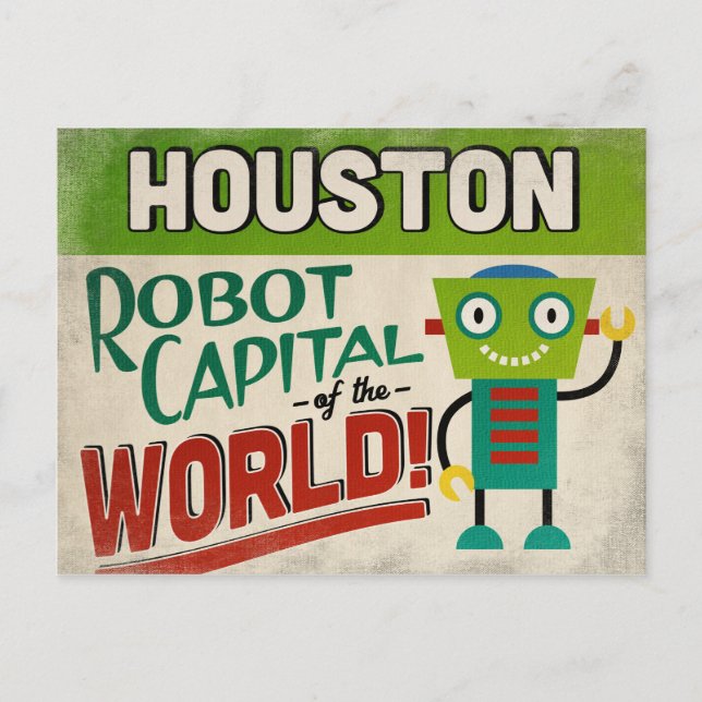 Houston Texas Robot - Funny Vintage Postcard (Front)