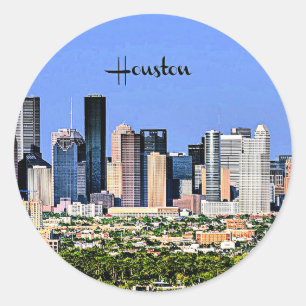 Houston, Texas scenic cityscape photo Classic Round Sticker