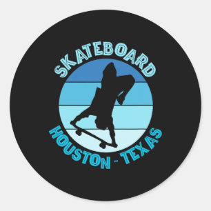 Houston Texas Skateboarder Urn Skateboarding Classic Round Sticker