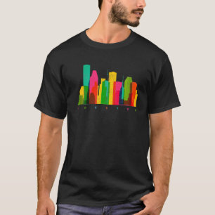 Houston Texas Skyline Colourful Houston TX T-Shirt