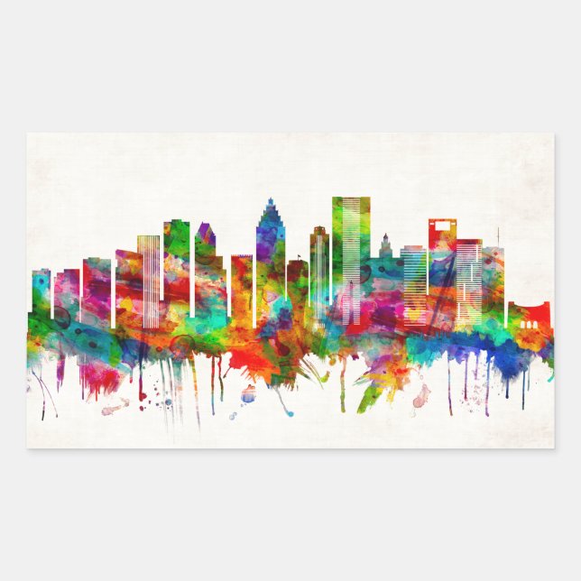 Houston Texas Skyline Rectangular Sticker (Front)