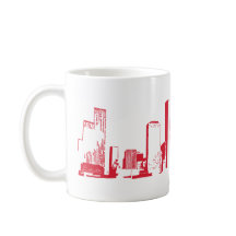 Houston, Texas Skyline, Red - Line Art