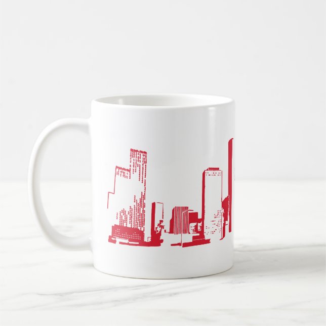 Houston, Texas Skyline, Red - Line Art Coffee Mug (Left)