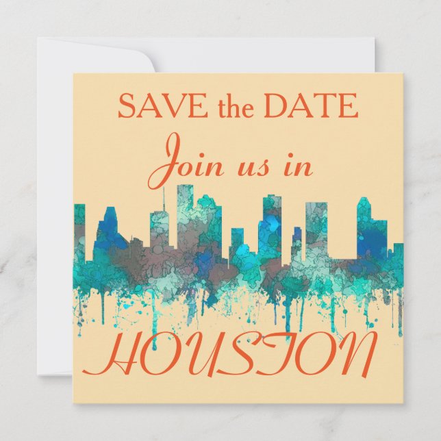 Houston, Texas Skyline - SG Jungle Save The Date (Front)