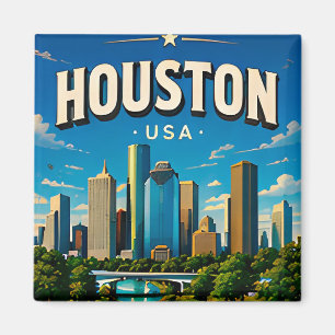 Houston Texas Skyline Souvenir Magnet
