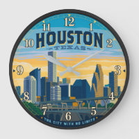 Houston Texas Skyline Vintage Travel Poster