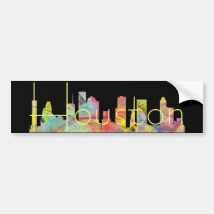 HOUSTON TEXAS SKYLINE WB1 - BUMPER STICKER