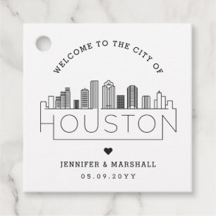 Houston, Texas Skyline Wedding Welcome Favour Favour Tags