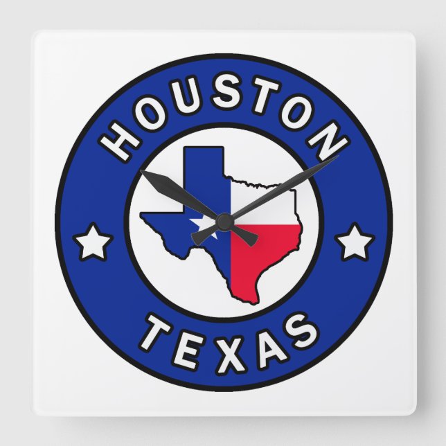 Houston Texas Square Wall Clock (Front)