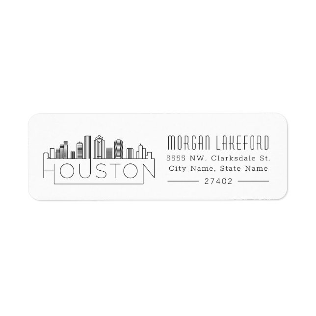 Houston, Texas Stylised Skyline | Return Address Label (Front)