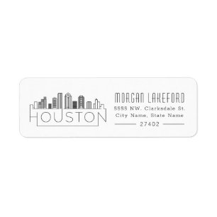 Houston, Texas Stylized Skyline Return Address Label