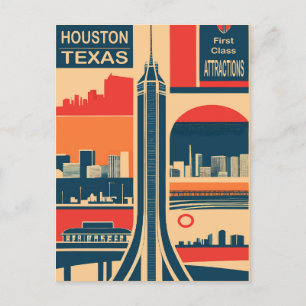 Houston, Texas, Tourist Attractions, Travel Postcard