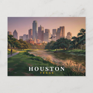 Houston Texas Travel Postcard Downtown Skyline