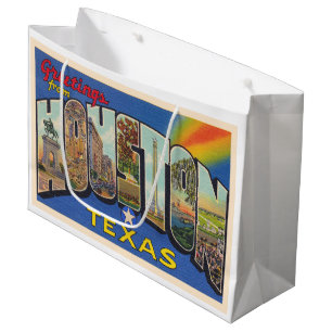 Houston Texas TX Vintage Large Letter Postcard Gift Bag