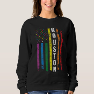 Houston Texas Us American Flag Rainbow Gay Lgbt Pr Sweatshirt