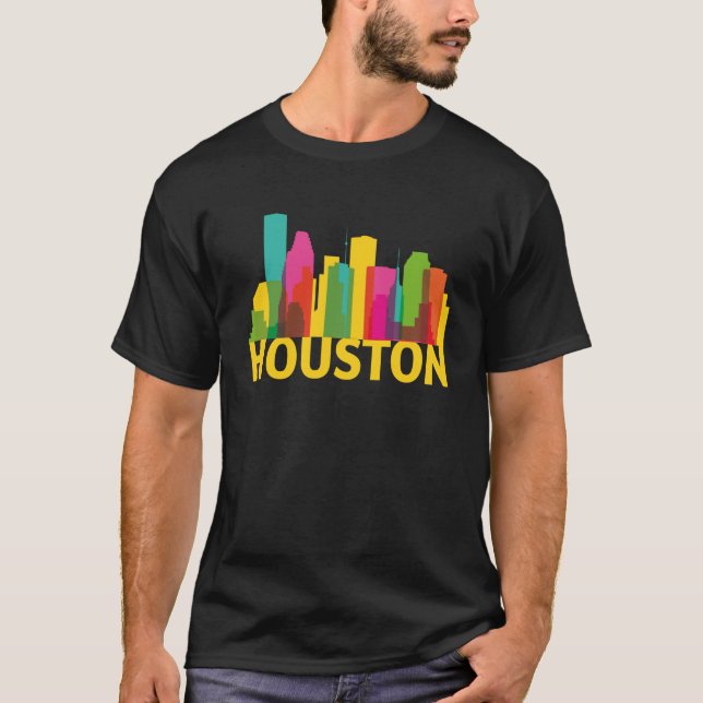 Houston Texas USA Skyline Silhouette Outline Sketc T-Shirt (Front)