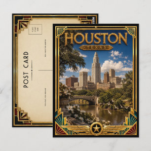 Houston Texas Vintage Art Deco Golden Age Postcard