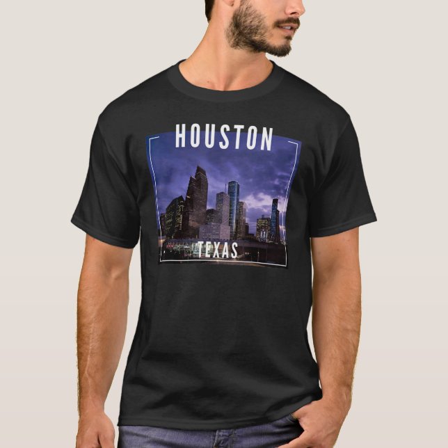 Houston Texas Watercolor Skyline Home State 1 T-Shirt (Front)