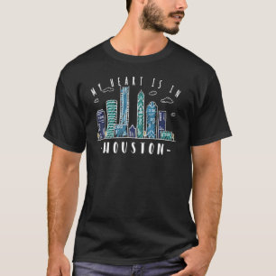 Houston Texas Watercolor Skyline Home State 8 T-Shirt