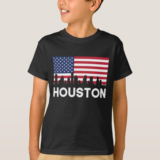 Houston TX American Flag Skyline T-Shirt