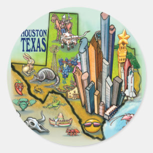 Houston TX Classic Round Sticker