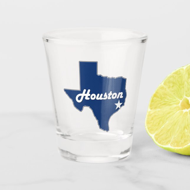  Houston TX Lonestar State Map with Star Shot Glass (Front)