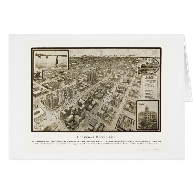 Houston, TX Panoramic Map - 1912 (Front Horizontal)