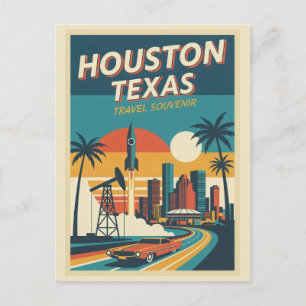 Houston TX Retro 1950s Travel  Postcard