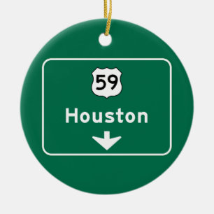 Houston, TX Road Sign Ceramic Tree Decoration