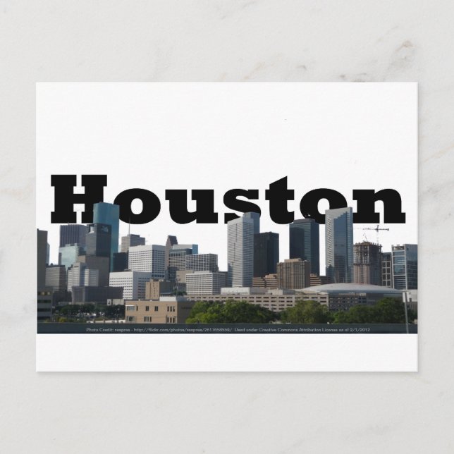 Houston, TX Skyline with Houston in the Sky Postcard (Front)