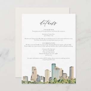 HOUSTON Watercolor Skyline Travel Details Card