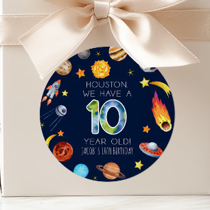 Houston We Have A 10 Year Old 10th Birthday Party Classic Round Sticker