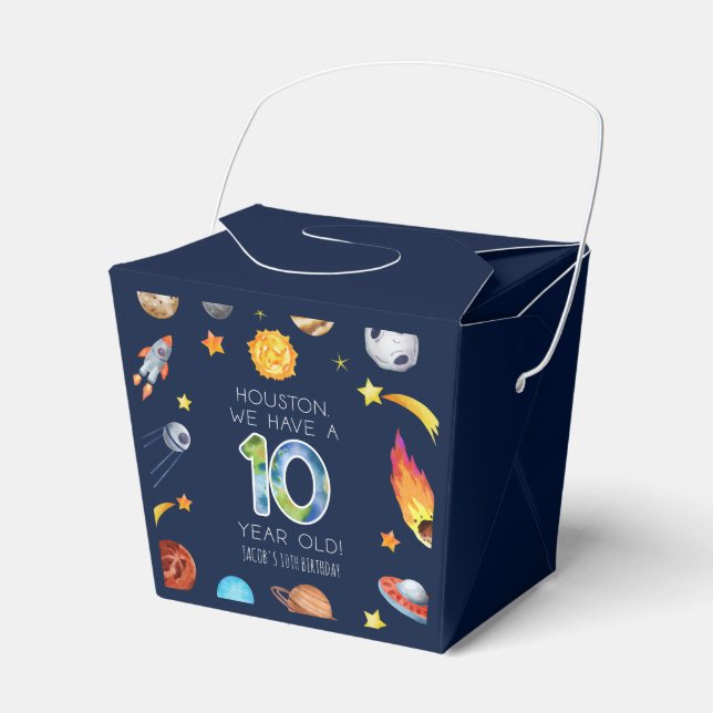 Houston We Have A 10 Year Old 10th Birthday Party Favour Box (Front Side)