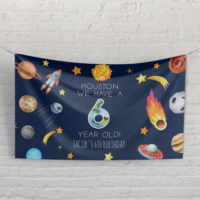 Houston We Have A 6 Year Old 6th Birthday Party Banner (Creator Uploaded)