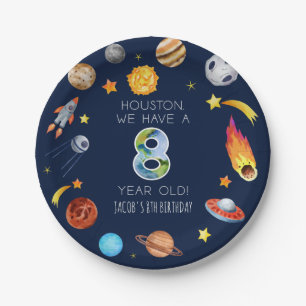 Houston We Have A 8 Year Old 8th Birthday Party Paper Plate