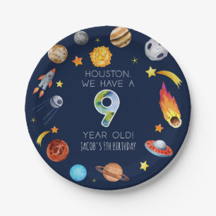 Houston We Have A 9 Year Old 9th Birthday Party Paper Plate