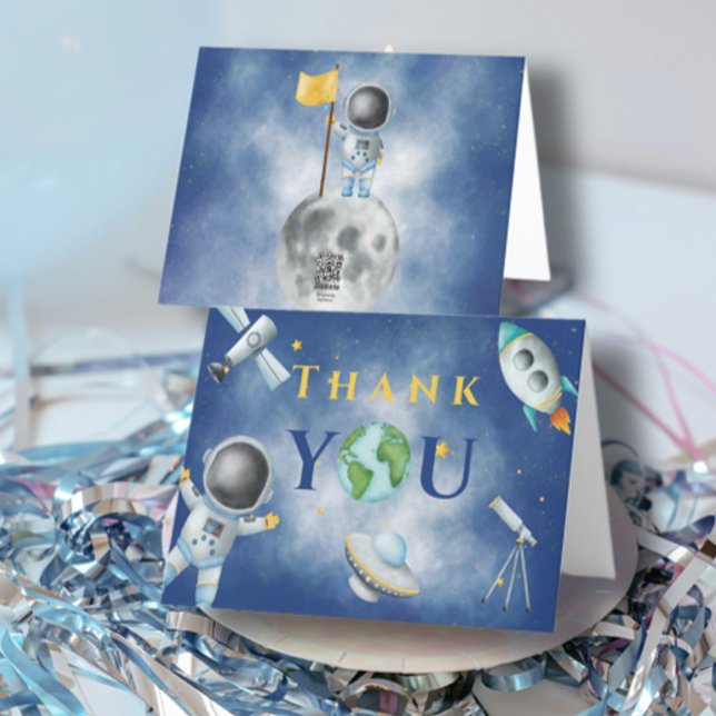 Houston We Have A Boy baby shower Space Astronaut  Thank You Card (Creator Uploaded)